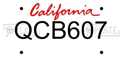 QCB607 California License Plate