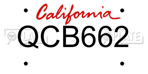 QCB662 California License Plate
