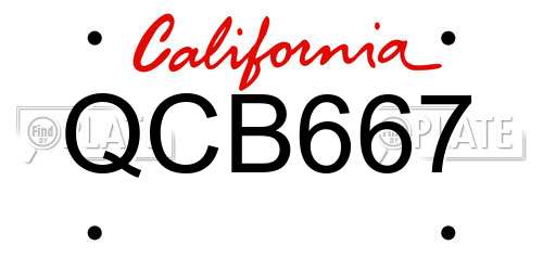 QCB667 California License Plate