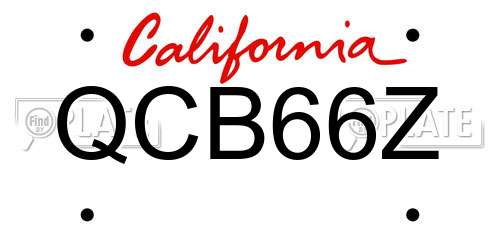 QCB66Z California License Plate
