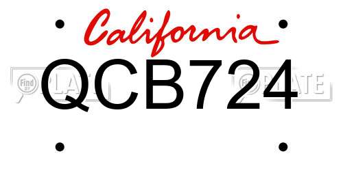 QCB724 California License Plate