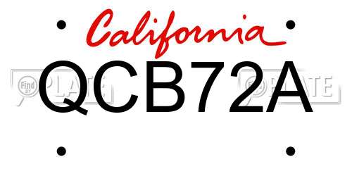 QCB72A California License Plate