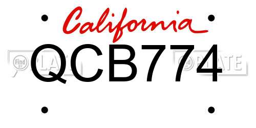 QCB774 California License Plate