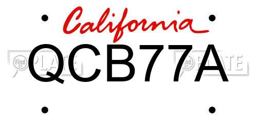 QCB77A California License Plate