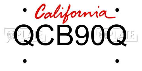 QCB90Q California License Plate