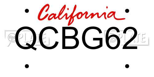 QCBG62 California License Plate