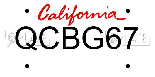 QCBG67 California License Plate