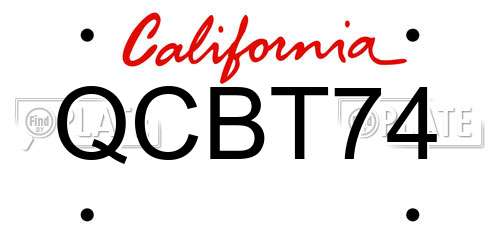 QCBT74 California License Plate