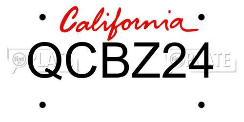 QCBZ24 California License Plate