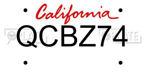 QCBZ74 California License Plate