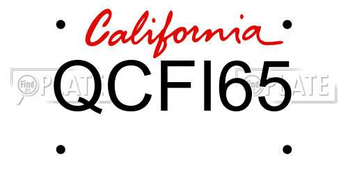 QCFI65 California License Plate