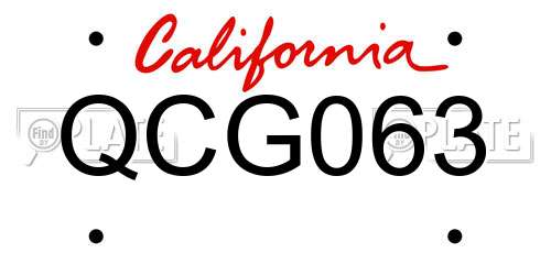QCG063 California License Plate