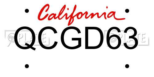 QCGD63 California License Plate