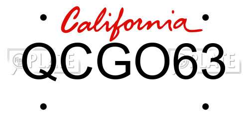 QCGO63 California License Plate