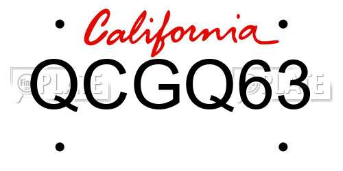 QCGQ63 California License Plate