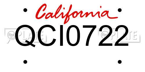 QCI0722 California License Plate