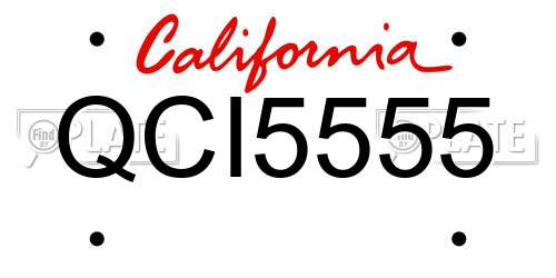 QCI5555 California License Plate