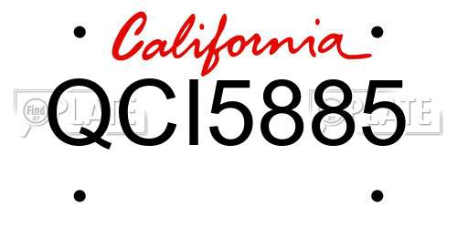 QCI5885 California License Plate
