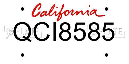 QCI8585 California License Plate