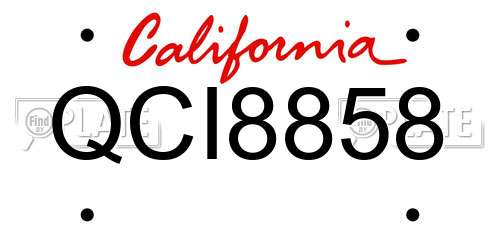 QCI8858 California License Plate