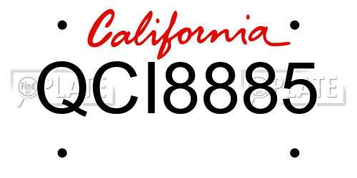 QCI8885 California License Plate