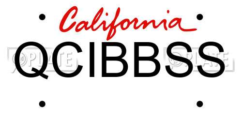 QCIBBSS California License Plate