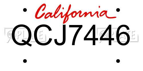 QCJ7446 California License Plate