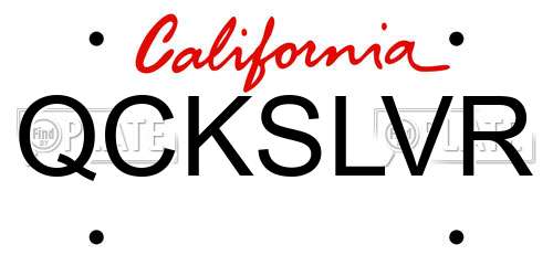 QCKSLVR California License Plate