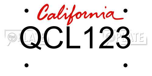 QCL123 California License Plate
