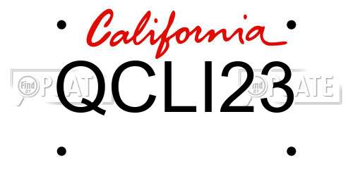 QCLI23 California License Plate