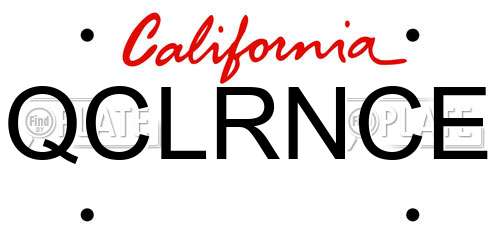 QCLRNCE California License Plate