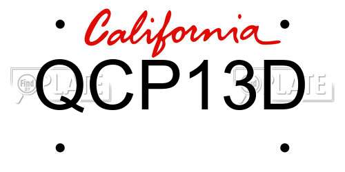 QCP13D California License Plate