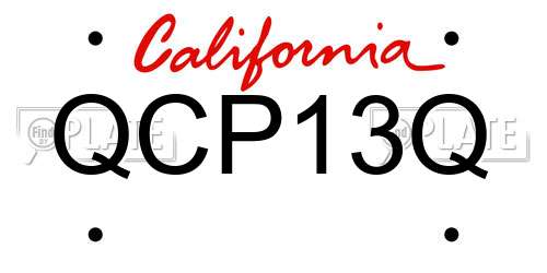 QCP13Q California License Plate