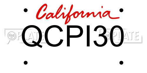 QCPI30 California License Plate