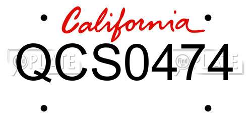 QCS0474 California License Plate
