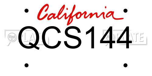 QCS144 California License Plate
