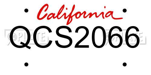 QCS2066 California License Plate