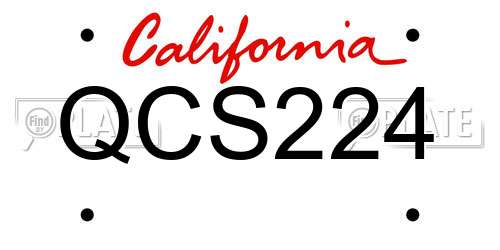 QCS224 California License Plate