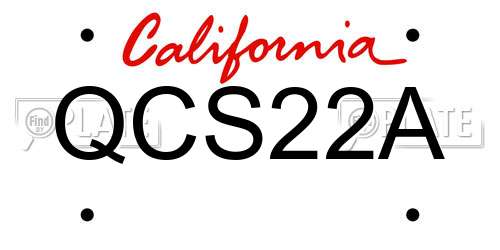 QCS22A California License Plate