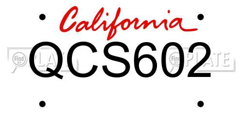 QCS602 California License Plate