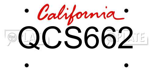 QCS662 California License Plate