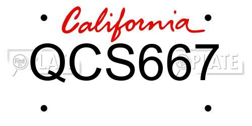QCS667 California License Plate