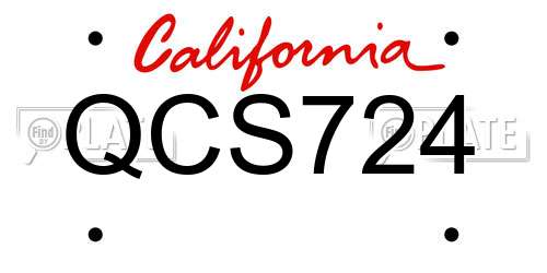QCS724 California License Plate