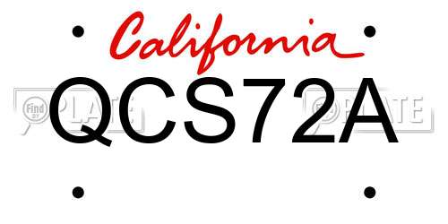 QCS72A California License Plate