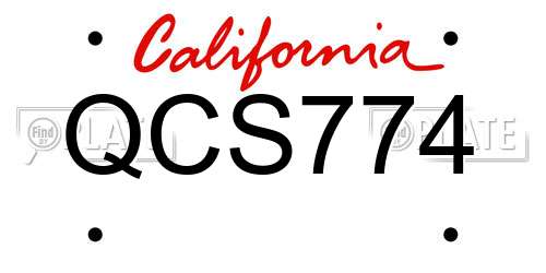 QCS774 California License Plate