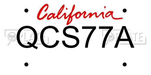 QCS77A California License Plate