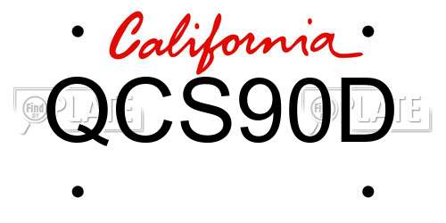 QCS90D California License Plate