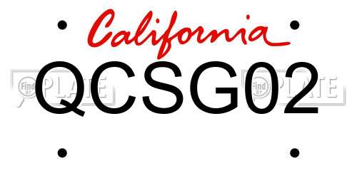QCSG02 California License Plate