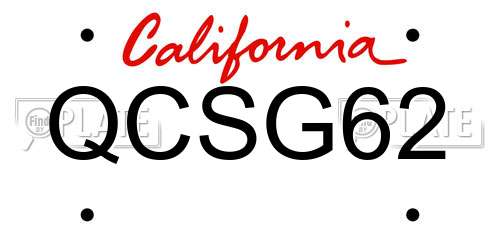 QCSG62 California License Plate