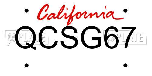 QCSG67 California License Plate